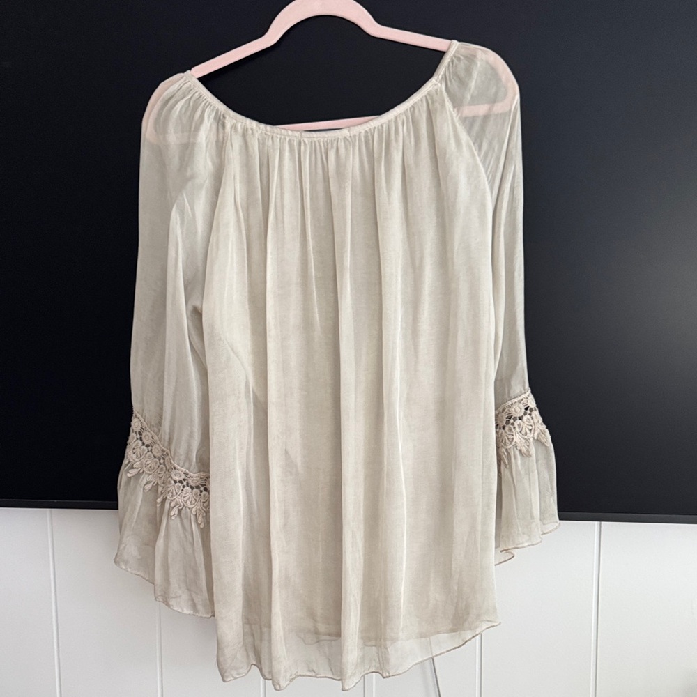 Tempo Paris Cream Embroidered Boho Blouse - Picture 2 of 5